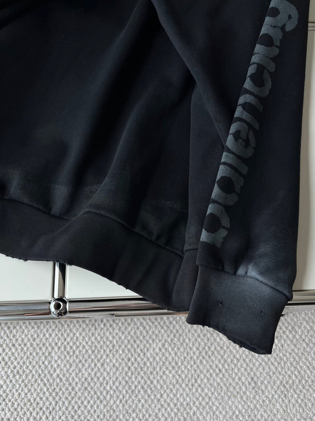 Balenciaga Men's Spring and Autumn Black Letter Printed Hooded Pullover Long Sleeve Sweatshirt #73213