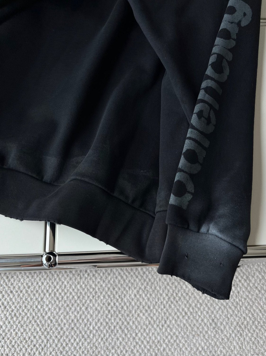 Balenciaga Men's Spring and Autumn Black Letter Printed Hooded Pullover Long Sleeve Sweatshirt #73213