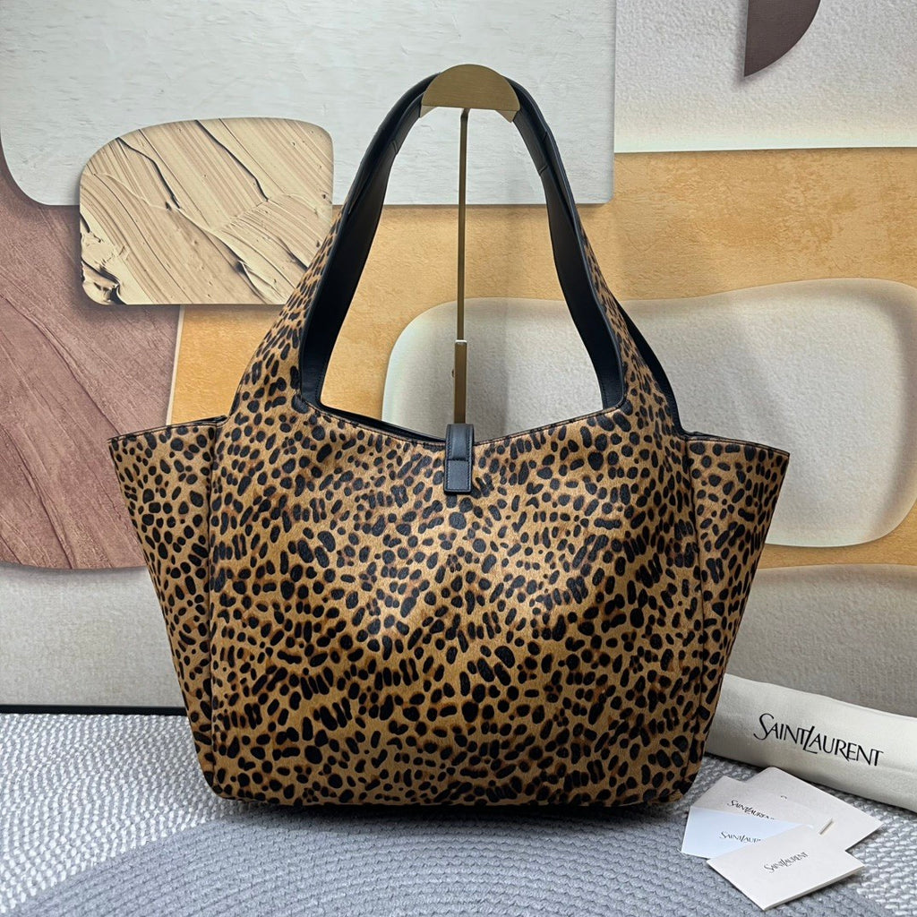 Saint Laurent Le 5 À 7 Bea Shearling-effect Handbag Ysl Bea Horizontal Tote Leopard-print Leather Tote Fashionable Luxury Elegant Clutch Spacious Capacity Bag 763435AAD0N2063 #195462
