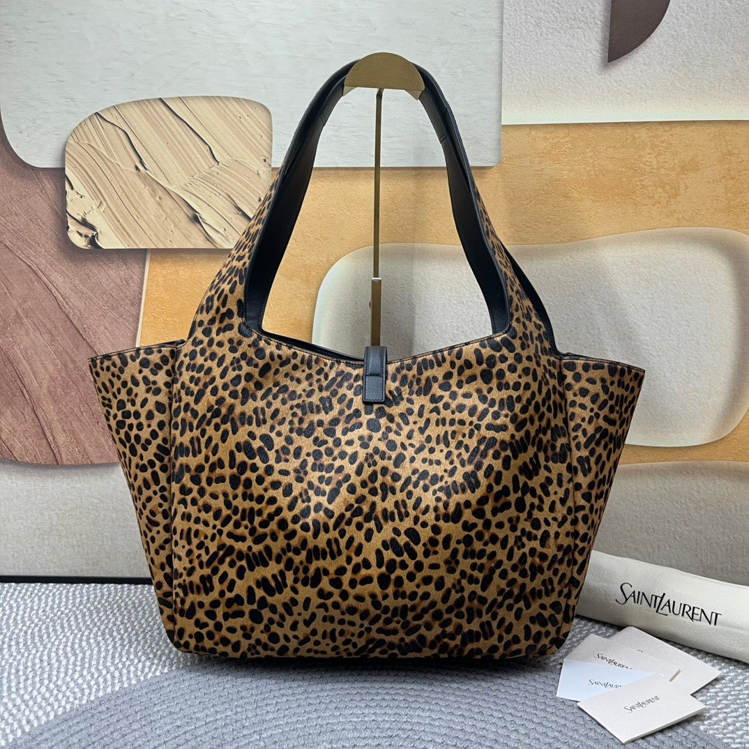 Saint Laurent Le 5 À 7 Bea Shearling-effect Handbag Ysl Bea Horizontal Tote Leopard-print Leather Tote Fashionable Luxury Elegant Clutch Spacious Capacity Bag 763435AAD0N2063 #195462