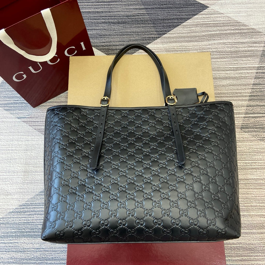 Gucci GG Emblem Debossed Leather Tote #335611