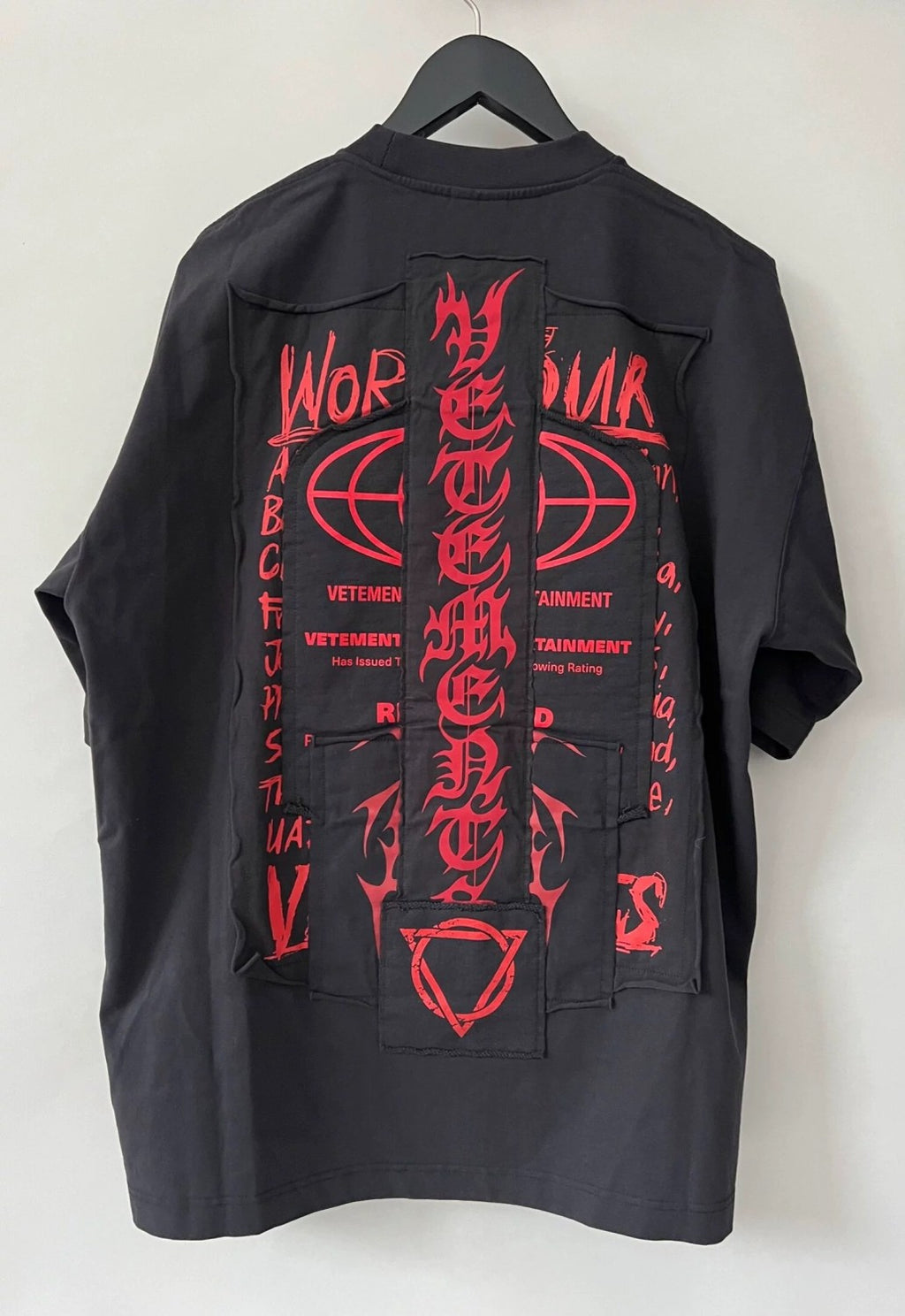 Vetements Men's Summer Black Letter Print Round Neck Cotton Short Sleeve T-Shirt #99556