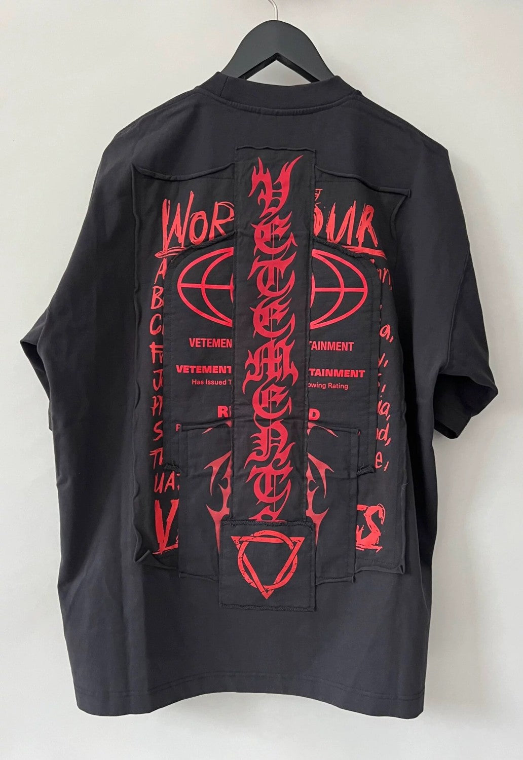 Vetements Men's Summer Black Letter Print Round Neck Cotton Short Sleeve T-Shirt #99556