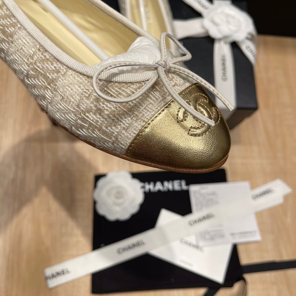 Chanel Women's Spring/Summer Solid Color Tweed Fabric Ballet Flats Shoes #77753