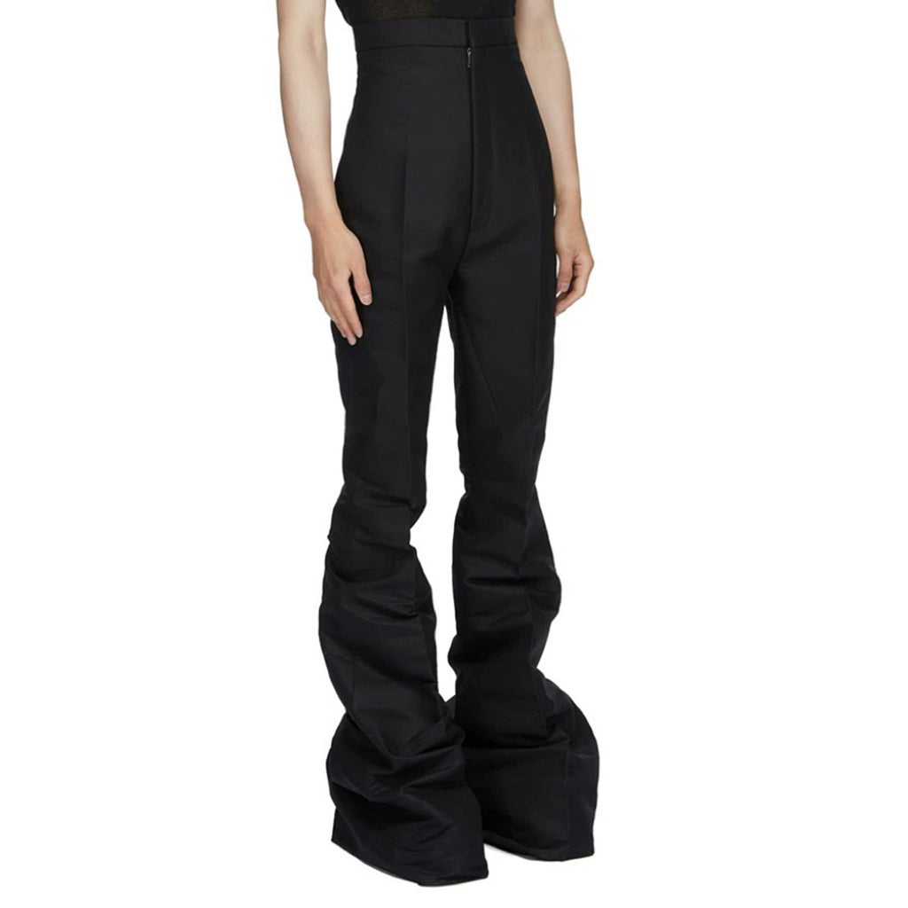 Rick Owens Men's Black Cotton Flared Trousers Spring And Autumn High Waist Trousers Loose Casual Fashion High Street Thin Trousers Pants Ngvp #9829