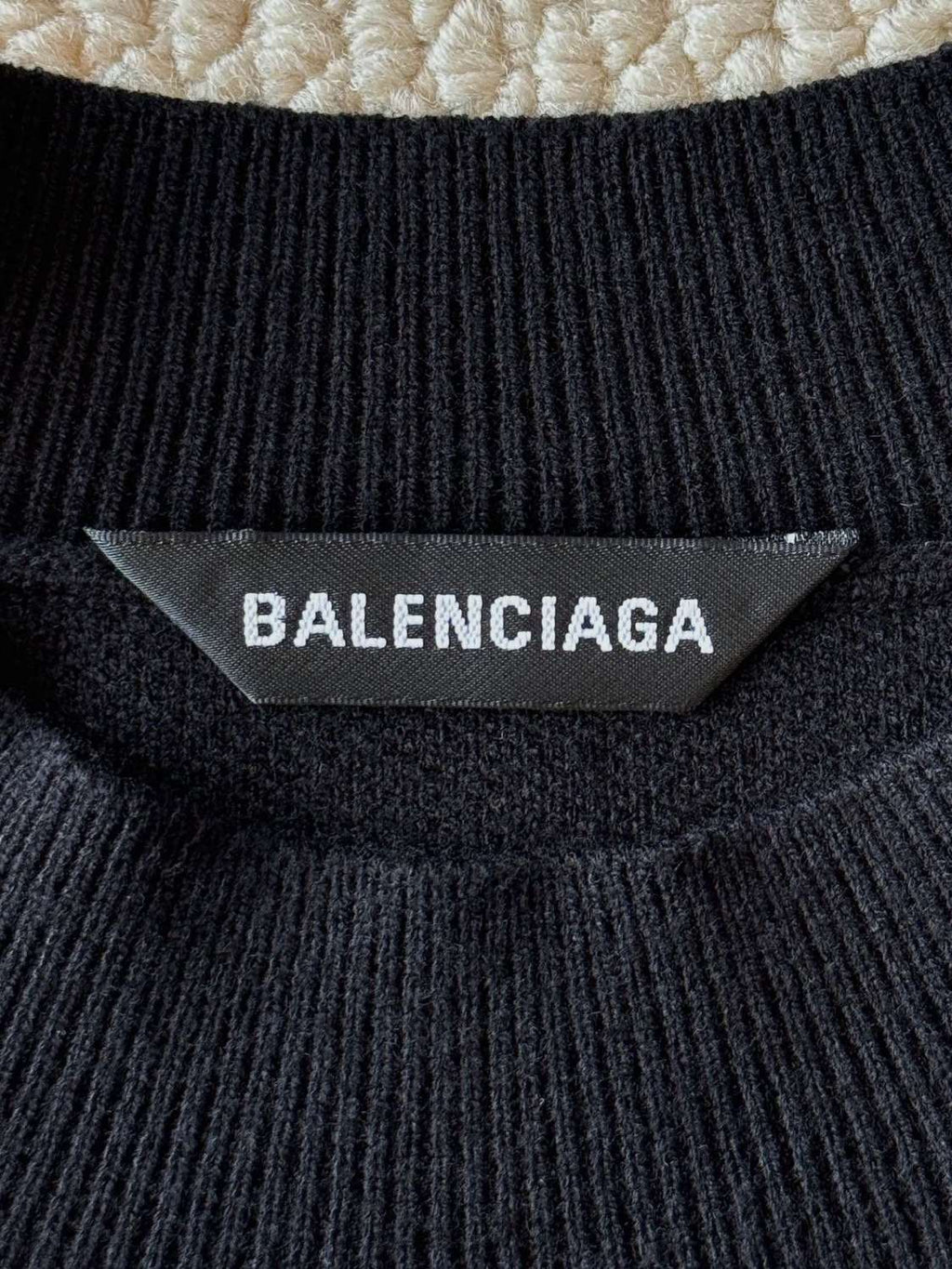 Balenciaga Men's Spring and Autumn Solid Color Logo Printed Round Neck Pullover Regular Fit Long Sleeve Sweater #74275