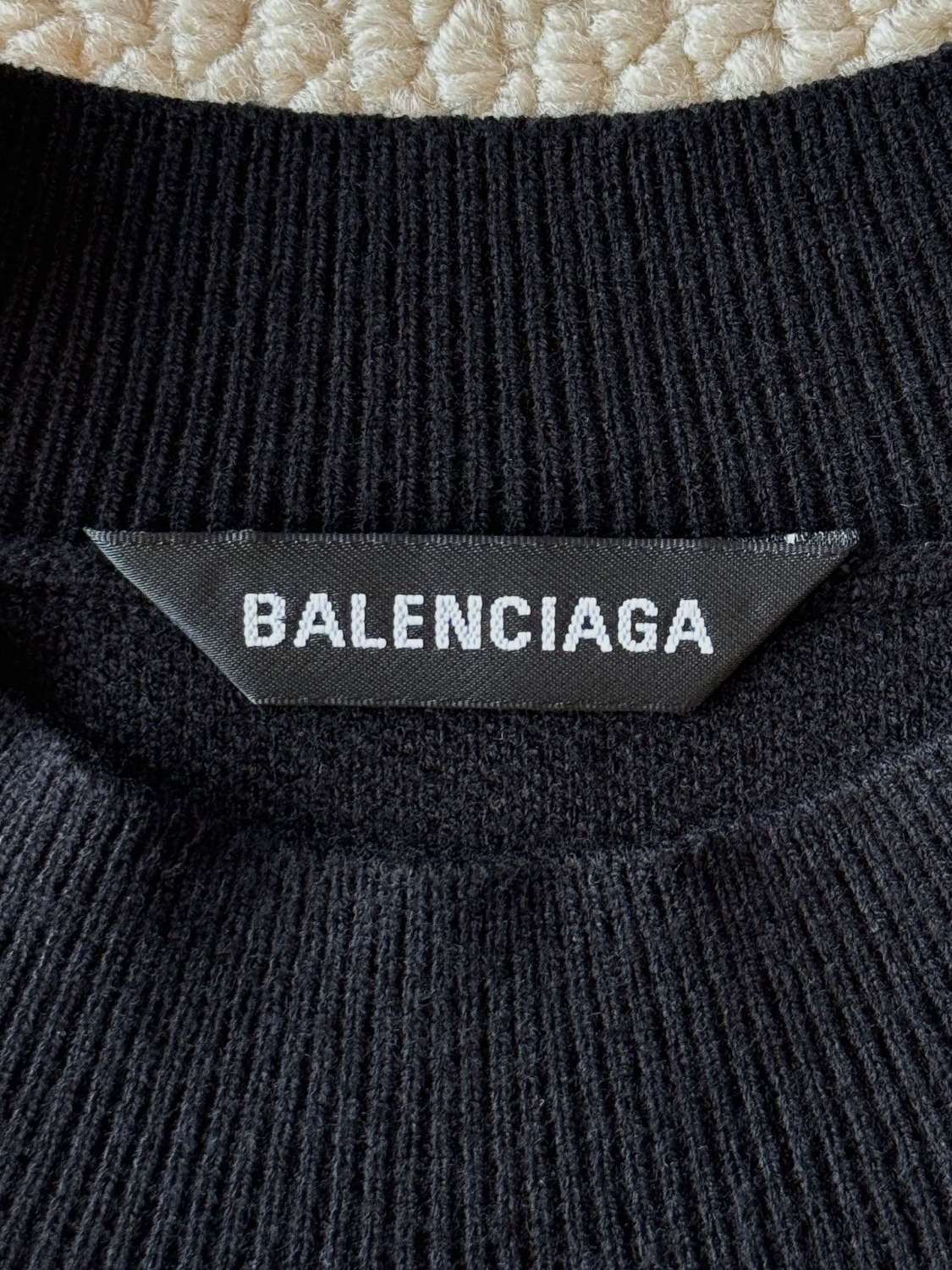 Balenciaga Men's Spring and Autumn Solid Color Logo Printed Round Neck Pullover Regular Fit Long Sleeve Sweater #74275