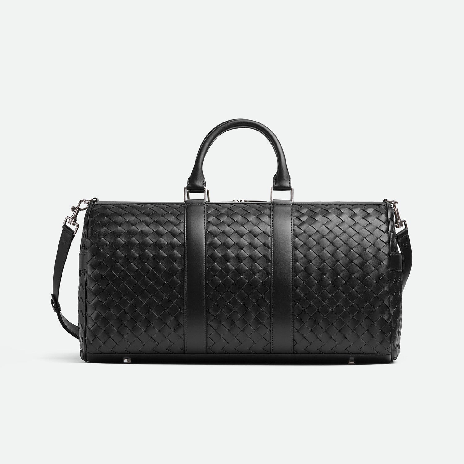 Bottega Veneta Intrecciato Men's Solid Color Adjustable Detachable Shoulder Strap Woven Calfskin Travel Bag #77472