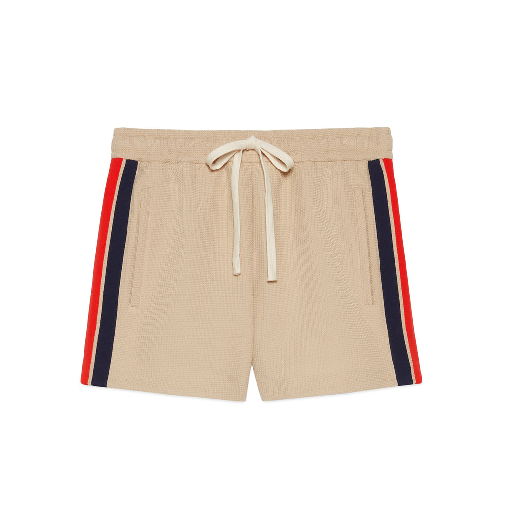 Gucci Men's Summer Striped Logo Print Hooded Sweatshirt Pullover Tie High Waisted Shorts Set Suit #98813