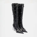 Balenciaga Women's Long Boots With Metal Studs Le Cagloe Motorcycle Boots #333258