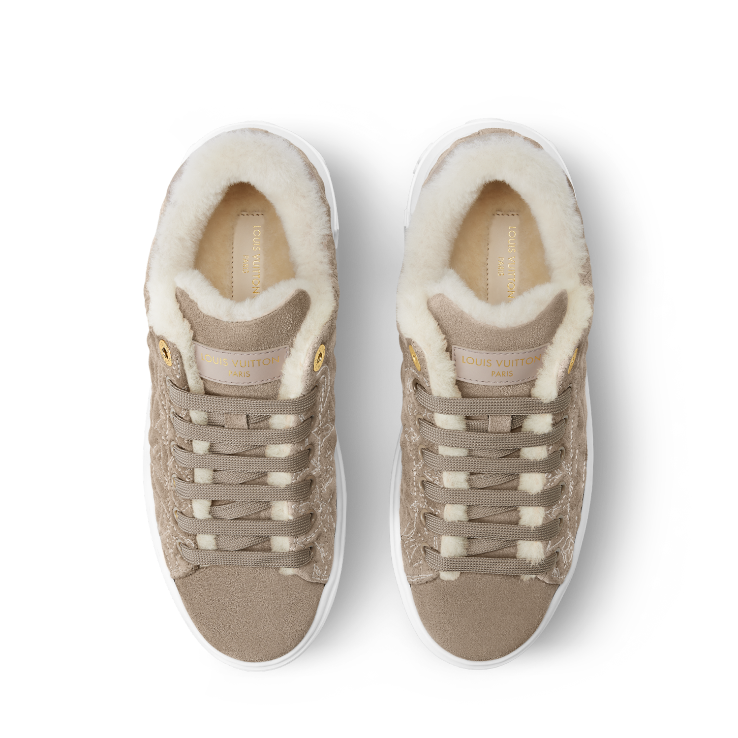 Louis Vuitton Women's Time Out Sneaker Suede Round Toe Lace-up Low-top Sneakers #333372