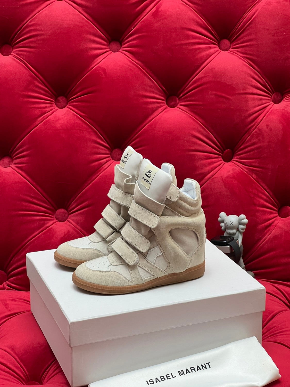 Isabel Marant Women's Autumn and Winter Solid Colour Velcro Round Toe High Top Suede Leather Casual Sneakers Shoes #76685