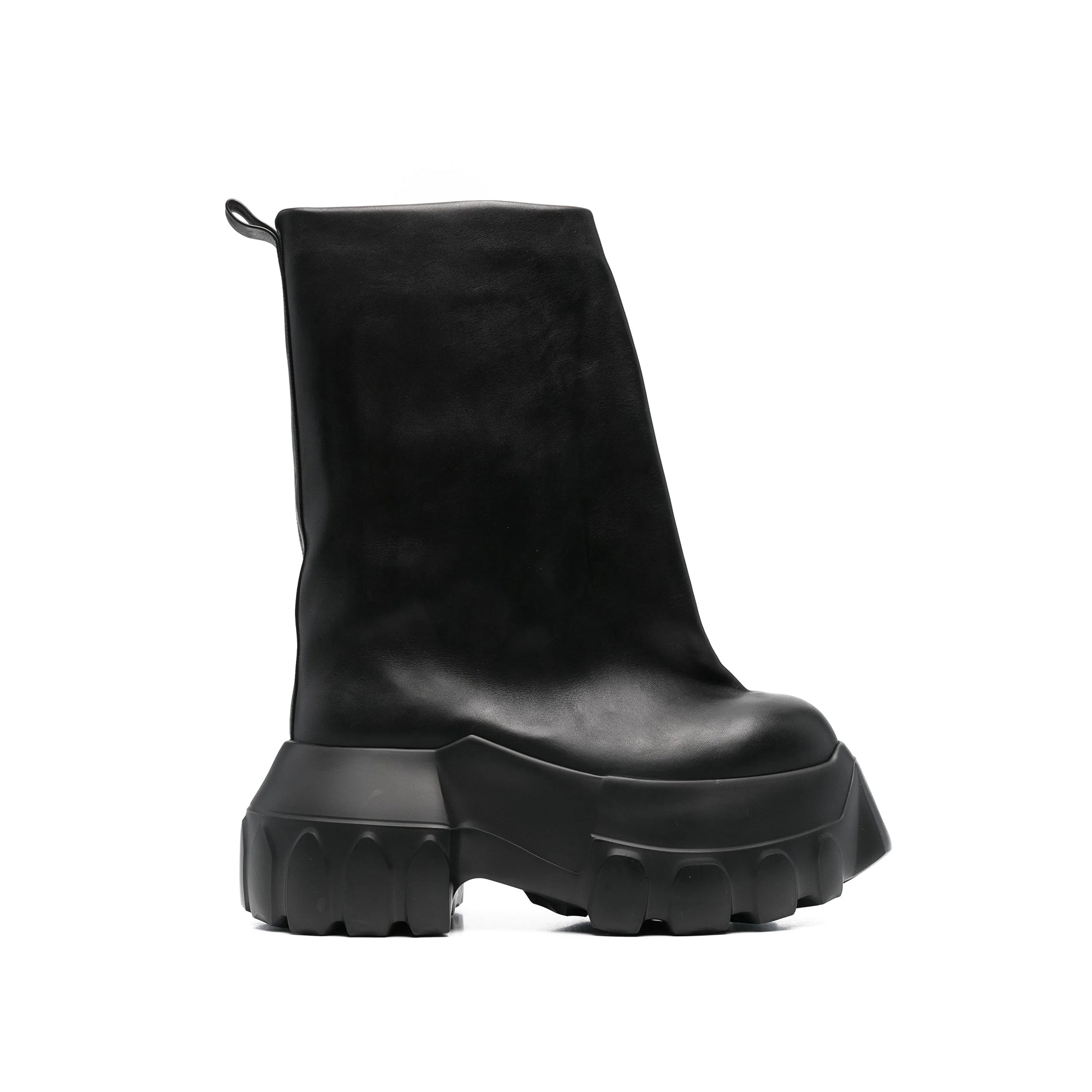 Rick Owens Men's And Women's Solid Color Thick Soled Round Toe Cowhide High Top Boots Shoes #77262