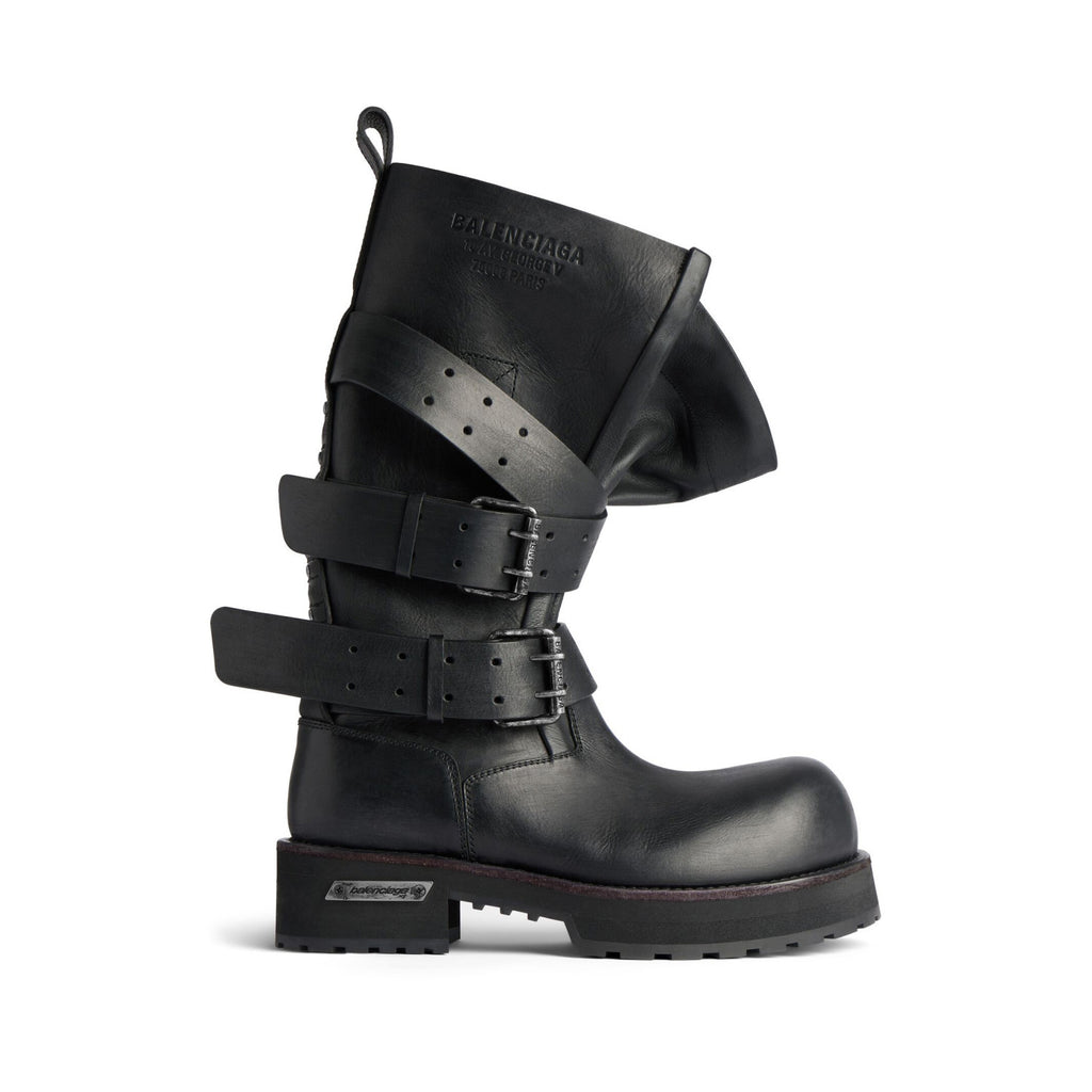 Balenciaga Venom Men's And Women's Solid Color Autumn/winter Round Toe Buckle Cowhide Leather High Top Boots Shoes #78113