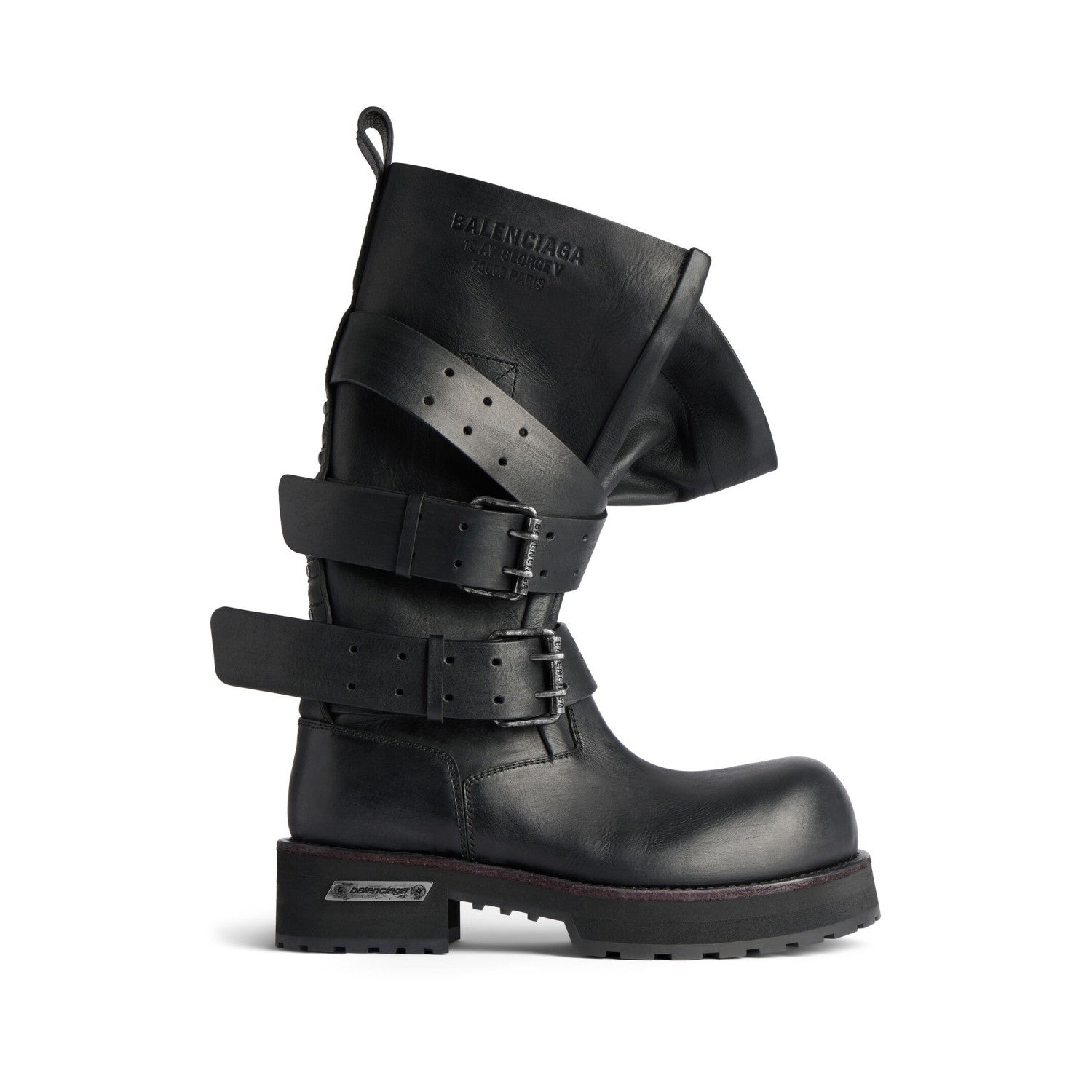 Balenciaga Venom Men's And Women's Solid Color Autumn/winter Round Toe Buckle Cowhide Leather High Top Boots Shoes #78113