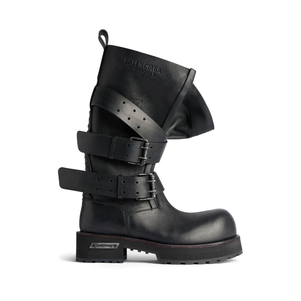 Balenciaga Venom Men's And Women's Solid Color Autumn/winter Round Toe Buckle Cowhide Leather High Top Boots Shoes #78113