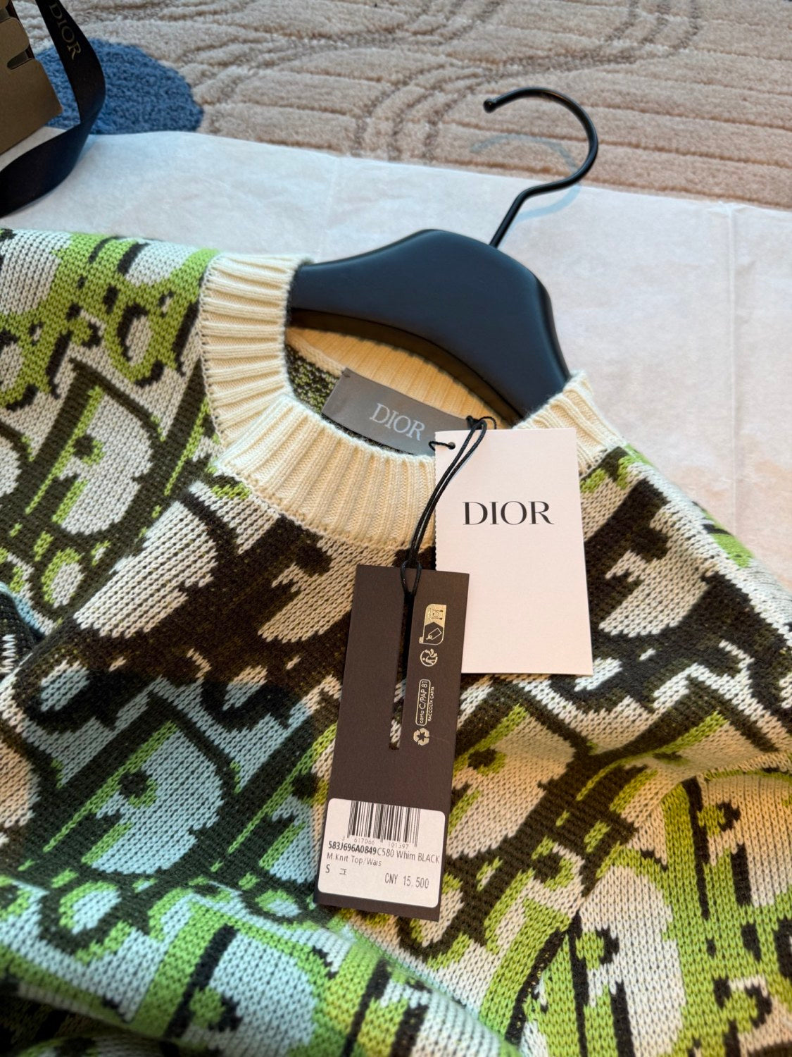 DIOR Dior Oblique Sweater White Wool Jacquard #335681