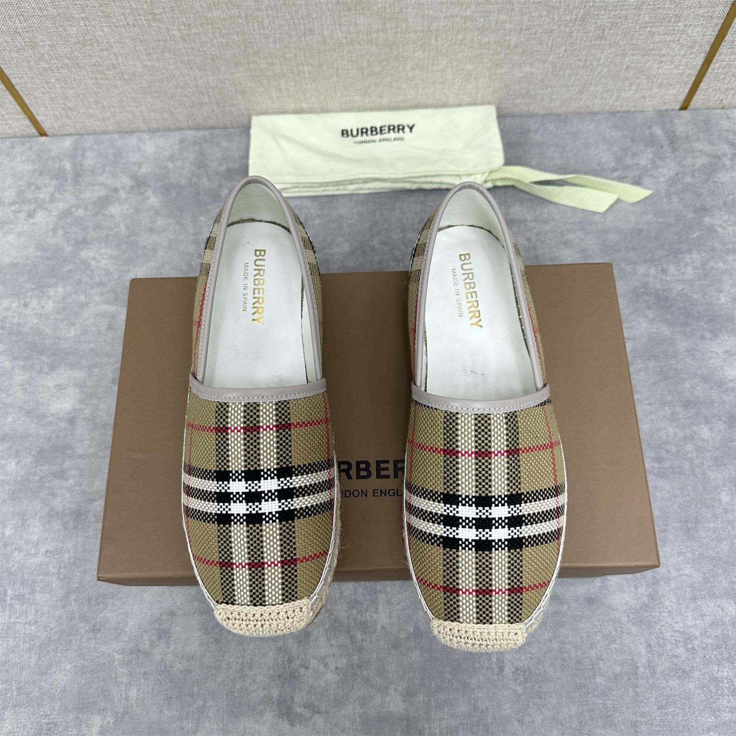 Burberry Men's Spring Summer Check Print Mews Cotton Woven Loafers Shoes #76884