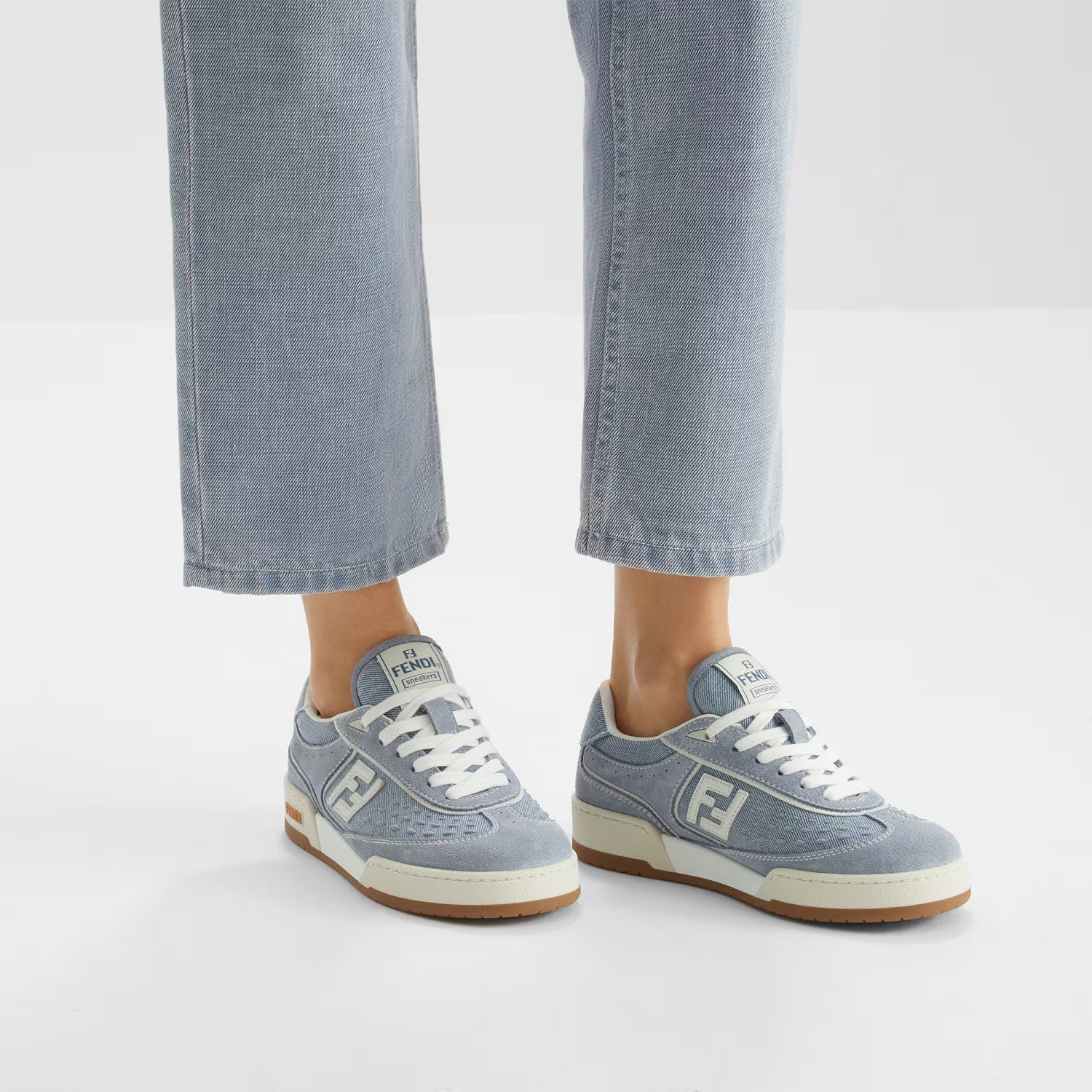 Fendi Match Leather Suede Low Top Shoes Women's Men's Spring Summer Round Toe Lace Up Colorblocking Fashion Casual Retro Shoes #81414