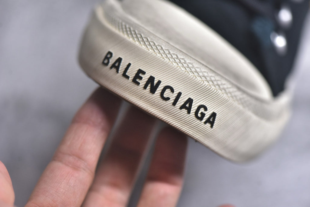 Balenciaga Men's Distressed Low-Top Lace-Up Fashion Canvas Sneakers Spring/Summer/Fall Solid-Color Casual Shoes #81556
