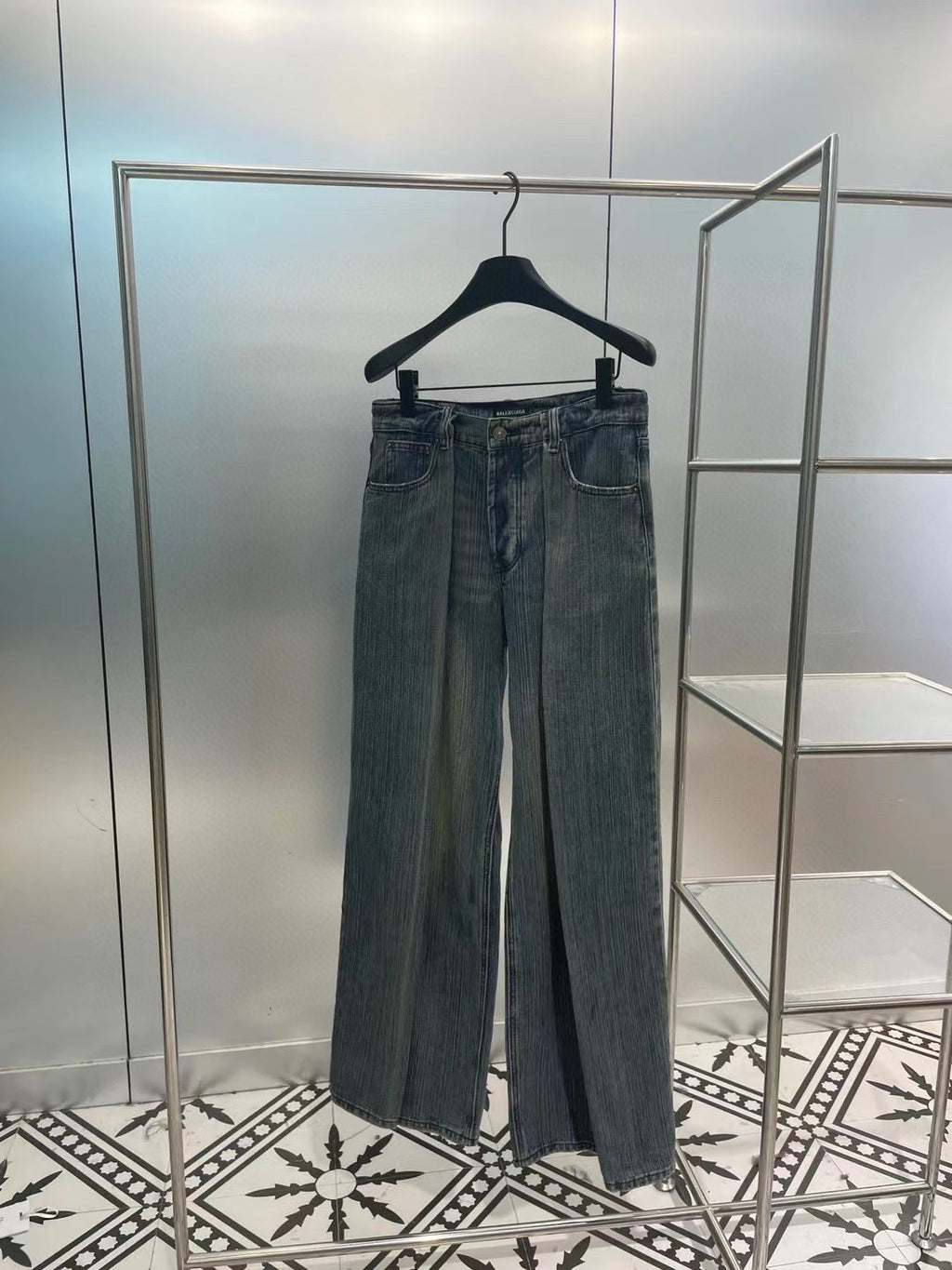 Balenciaga Balenciaga Men's Women's Autumn 2023FW New Double Front Double Leg Jeans Pants #97463