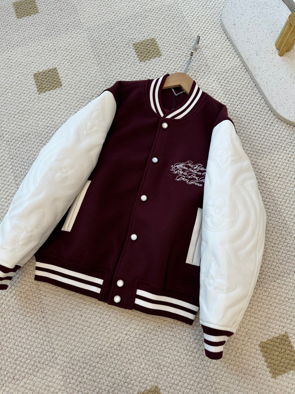 Louis Vuitton Men's Spring And Autumn Color Blocking Logo Letters Embroidered Single Breasted Long Sleeved Baseball Jacket #74677