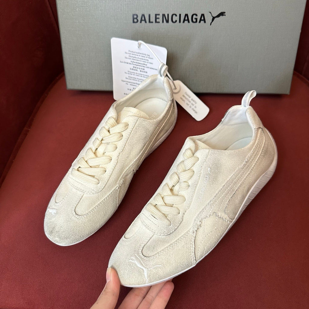 Balenciaga X Puma Women's Solid Suede Leather Low Top Lace Up Flat Sneakers Shoes #76734