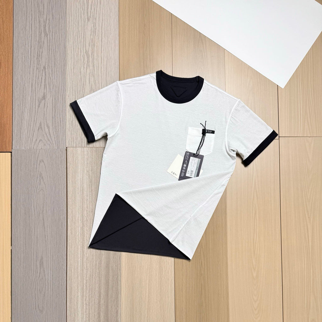 Prada White navy Blue Reversible Cotton T-shirt #336788