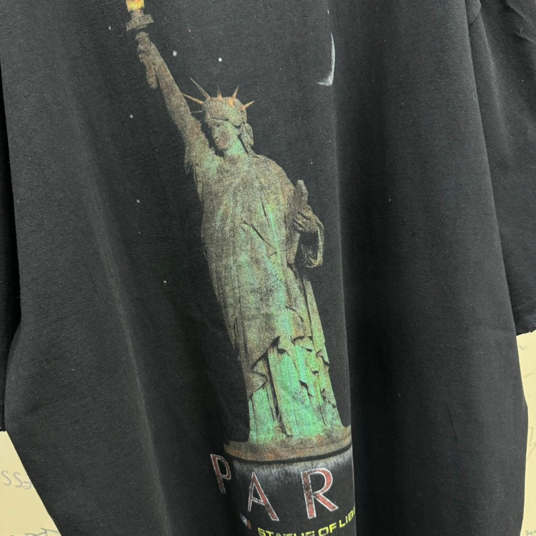Balenciaga Men's Spring/summer Statue Of Liberty Solid Color Retro Loose Casual Plain Knitted Large Silhouette Short Sleeved T-shirt #72447