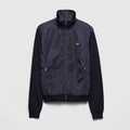 Prada Men's Spring/Fall Fashion Casual High Neck Zipper Triangle Logo Knit Patchwork Nylon Jacket #79173