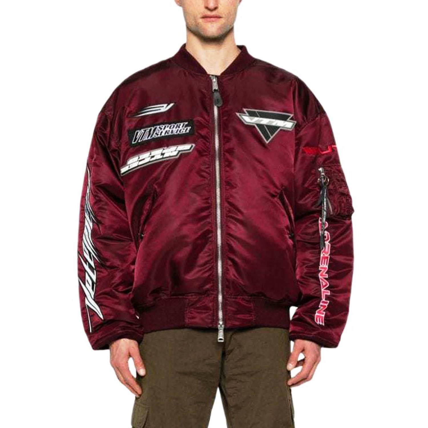 Vetements Men's Autumn And Winter Racing Suit Warm Air Force Jacket High Street Zipper Jacket Colorblocking Fashion Jacket Ngvp #8782