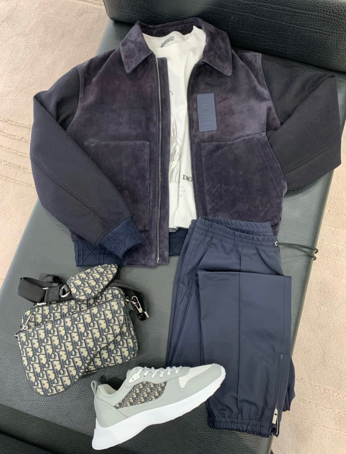 Dior Men's Suede Zip Lapel Jacket #96656