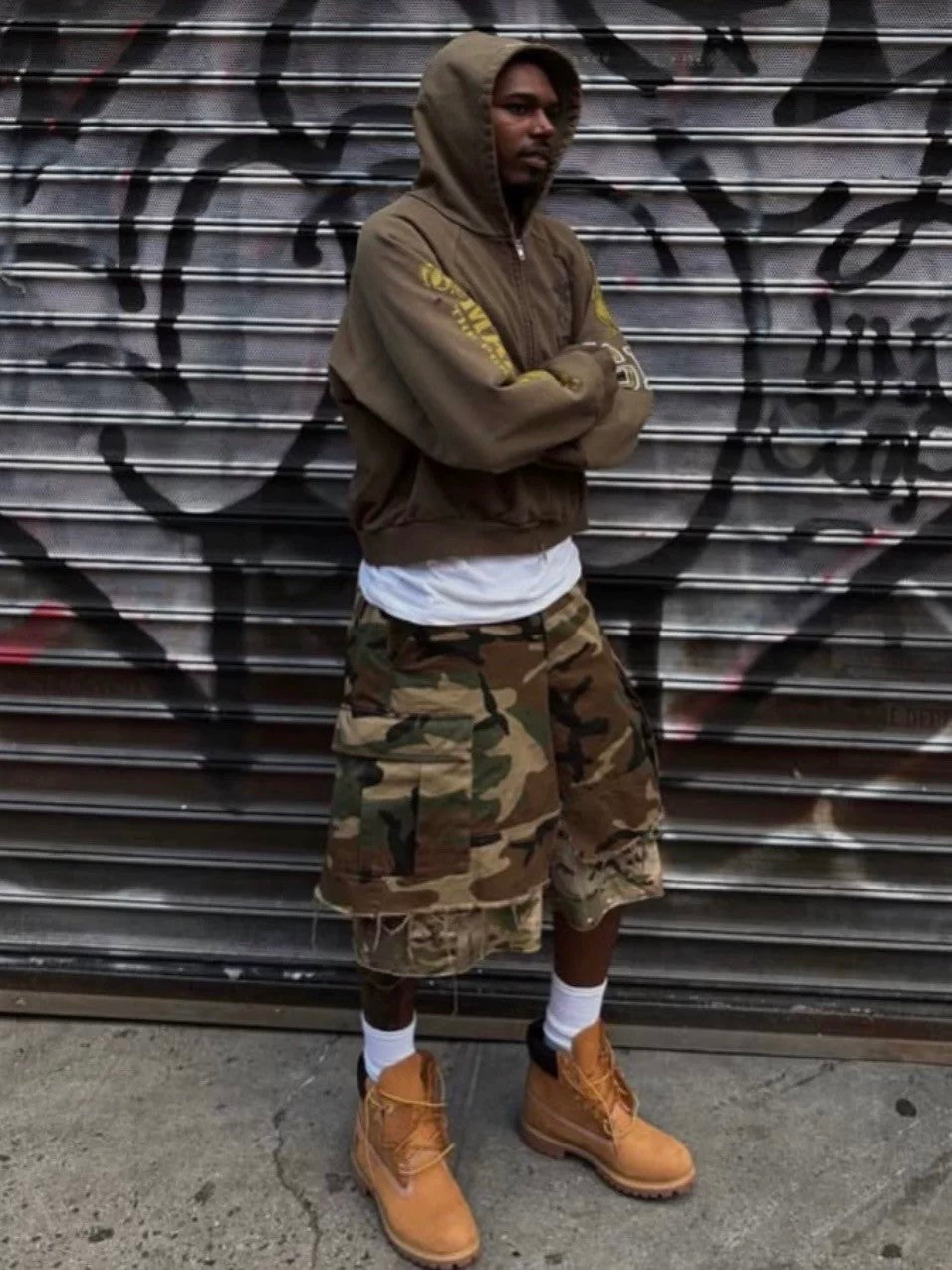 GRAILZ Project G/R Men's Summer Vintage Camouflage Layered Spliced Destruction Casual Pants Cotton Shorts Ngvp #1918