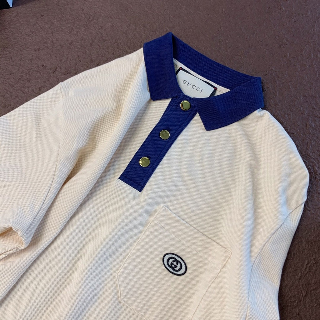 Gucci Men's Summer Decorated Interlocking Double G Label Stretch Cotton Polo Shirt Short Sleeve T-Shirt #99859