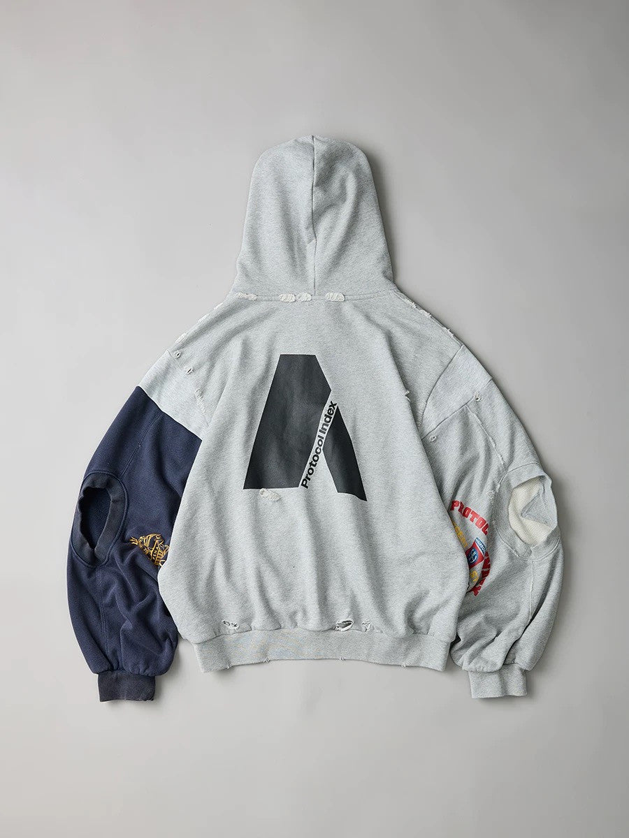 Protocol Index Reconstructed Sweatshirts Zip Hoodie Melange Grey #334249