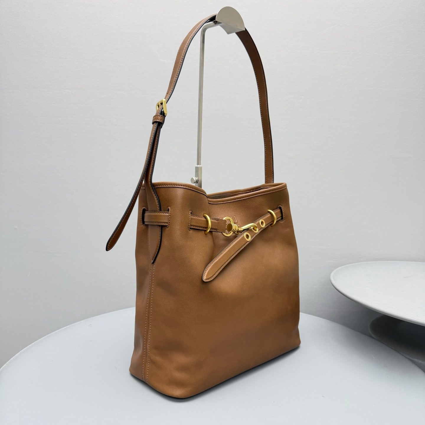 MiuMiu Oak Aventure Nappa Leather Bucket Bag #378368