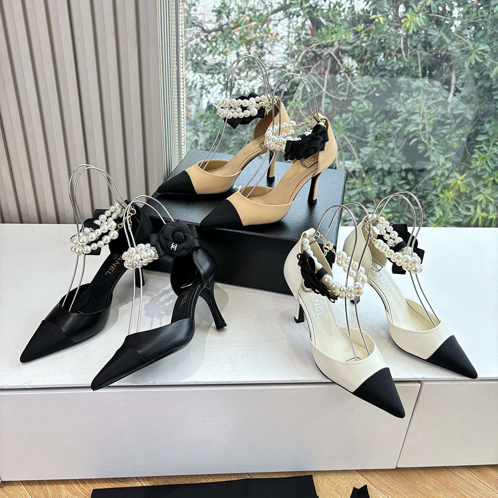 Chanel 25S Braided Mary Jane Toe Pearl Sandals and High Heels #334481