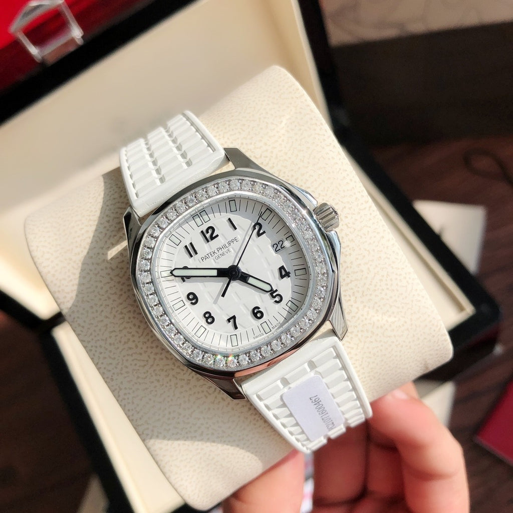 Patek Philippe Women's Quartz 100M Water Resistant Solid Color Dial Rubber Strap Watch #75754