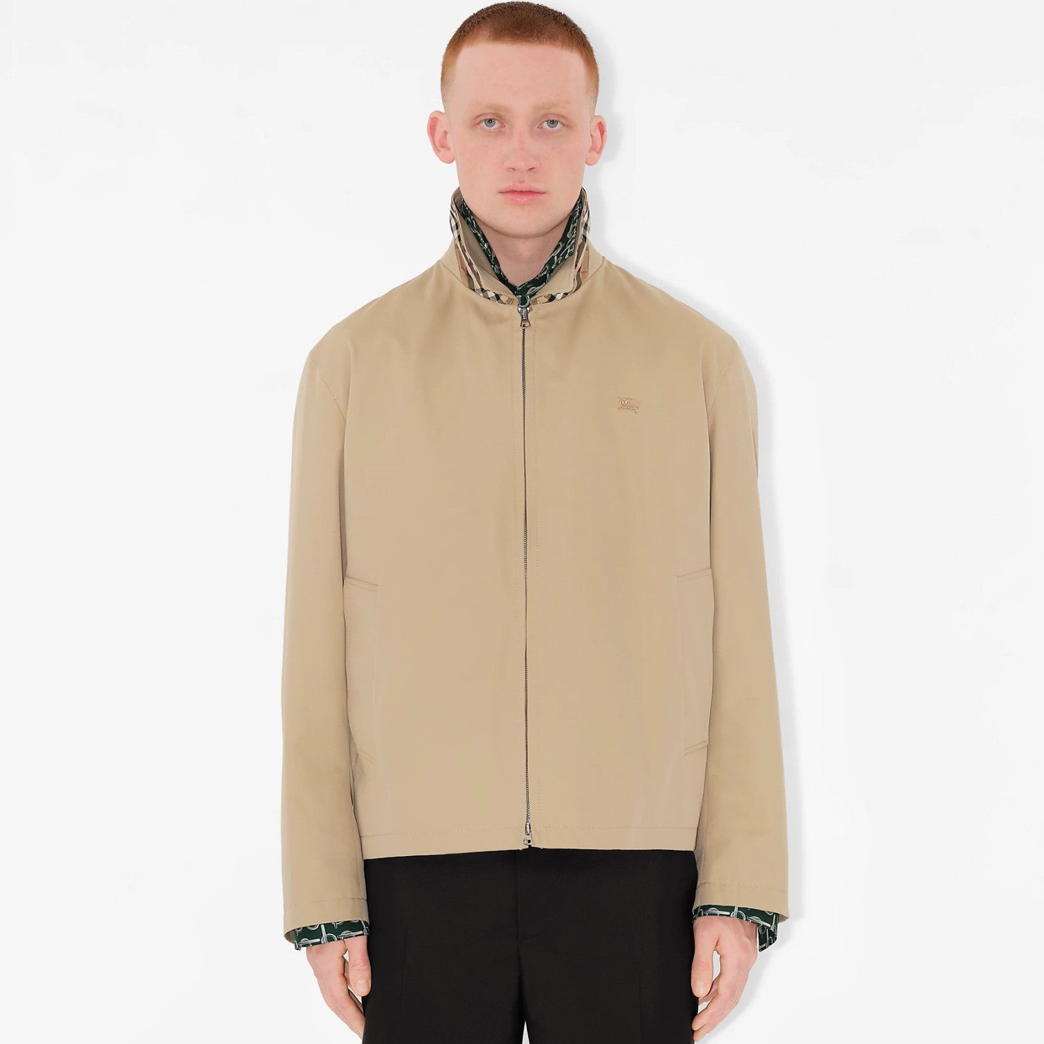 Burberry Men's Autumn and Winter Solid Color Logo Embroidery Zipper Casual Long Sleeve Cotton Jacket #73199