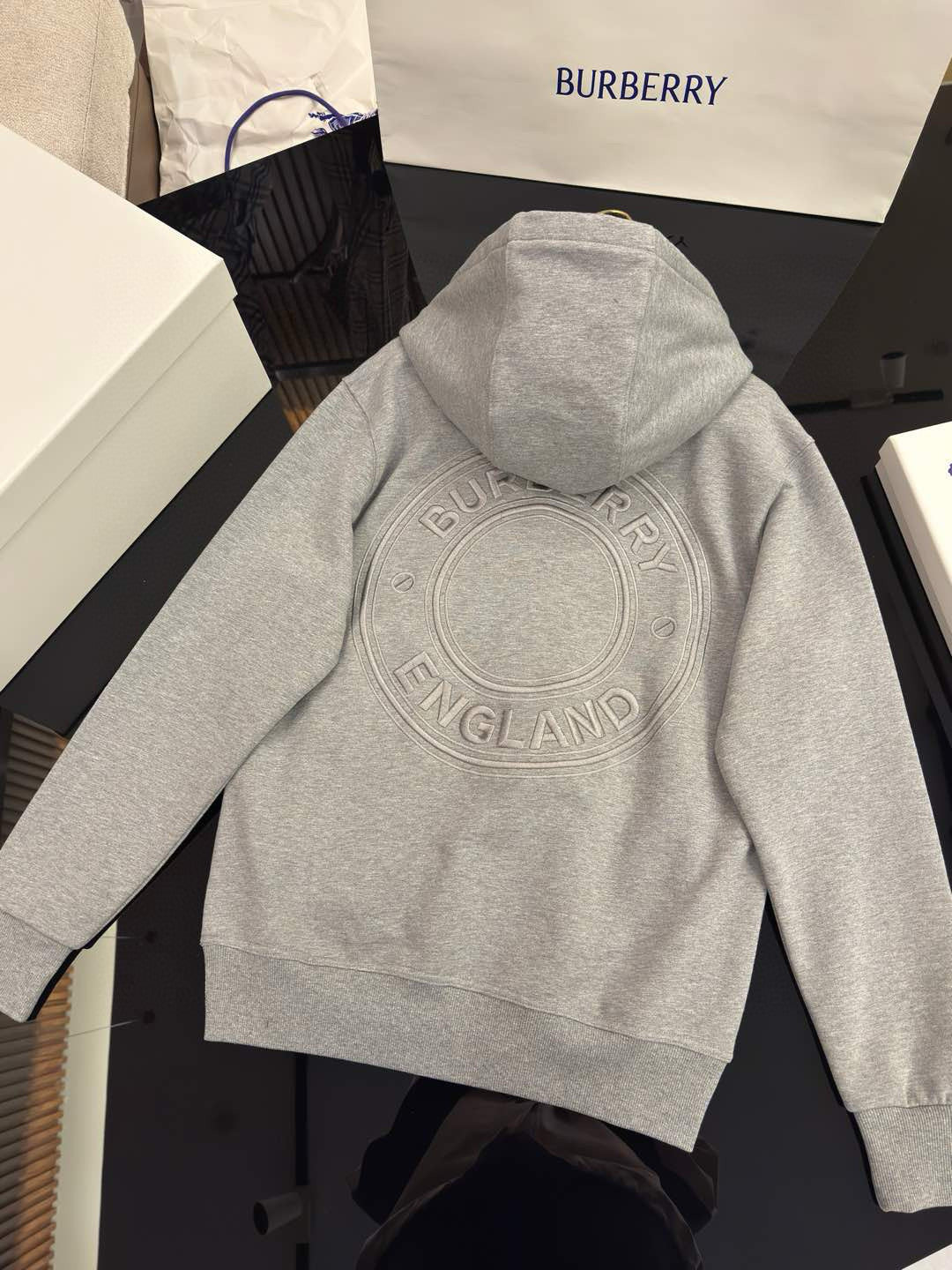 Burberry Men's Spring and Autumn Solid Color Letter Embroidery Casual Hooded Long Sleeve Sweatshirt Round Neck Pullover Sweatshirt Casual Lace-Up Pants Three Piece Set #74872