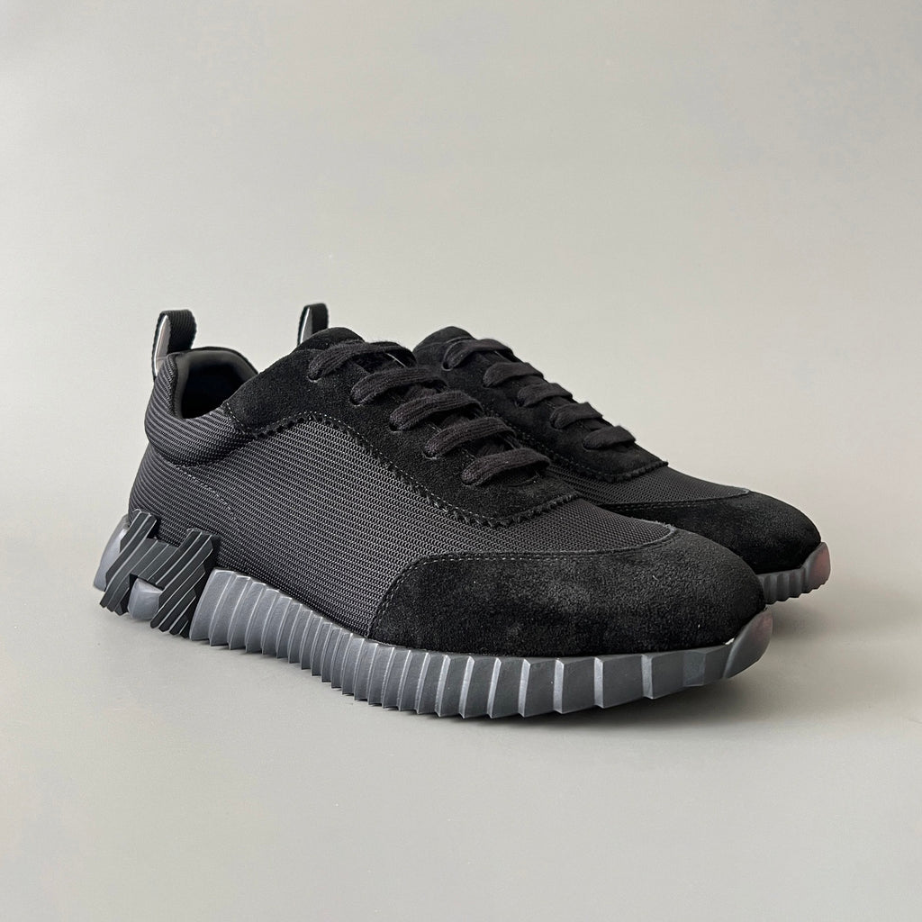 Hermes Bouncing Sneakers Men's Solid Color Leather and Suede Mesh Low-Top Lace-Up Shoes #77212