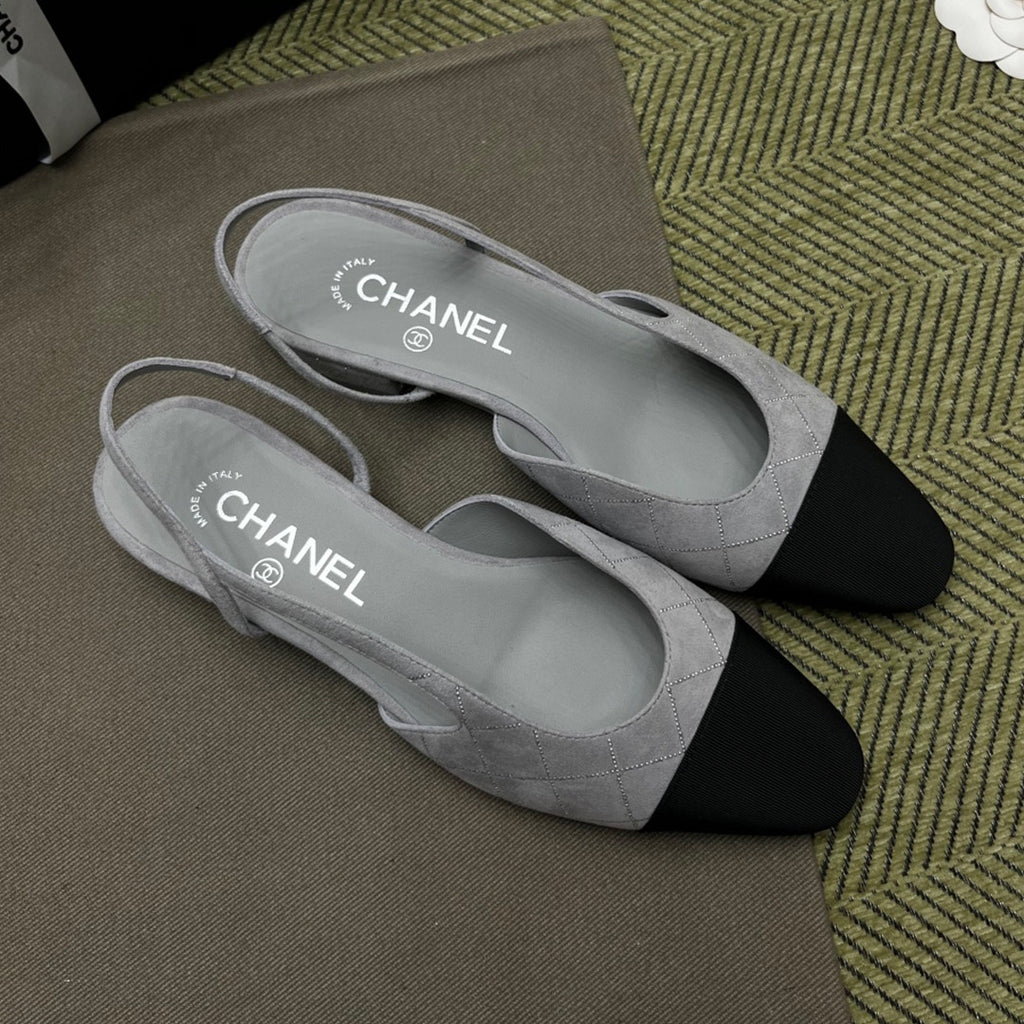 Chanel Women's Checkered Rhinestone Suede Cowhide Solid Color Chunky Heel High Heel Sandals Slingbacks Flat Shoes Spring. Summer. And Fall Casual Shoes Ngvp #2143