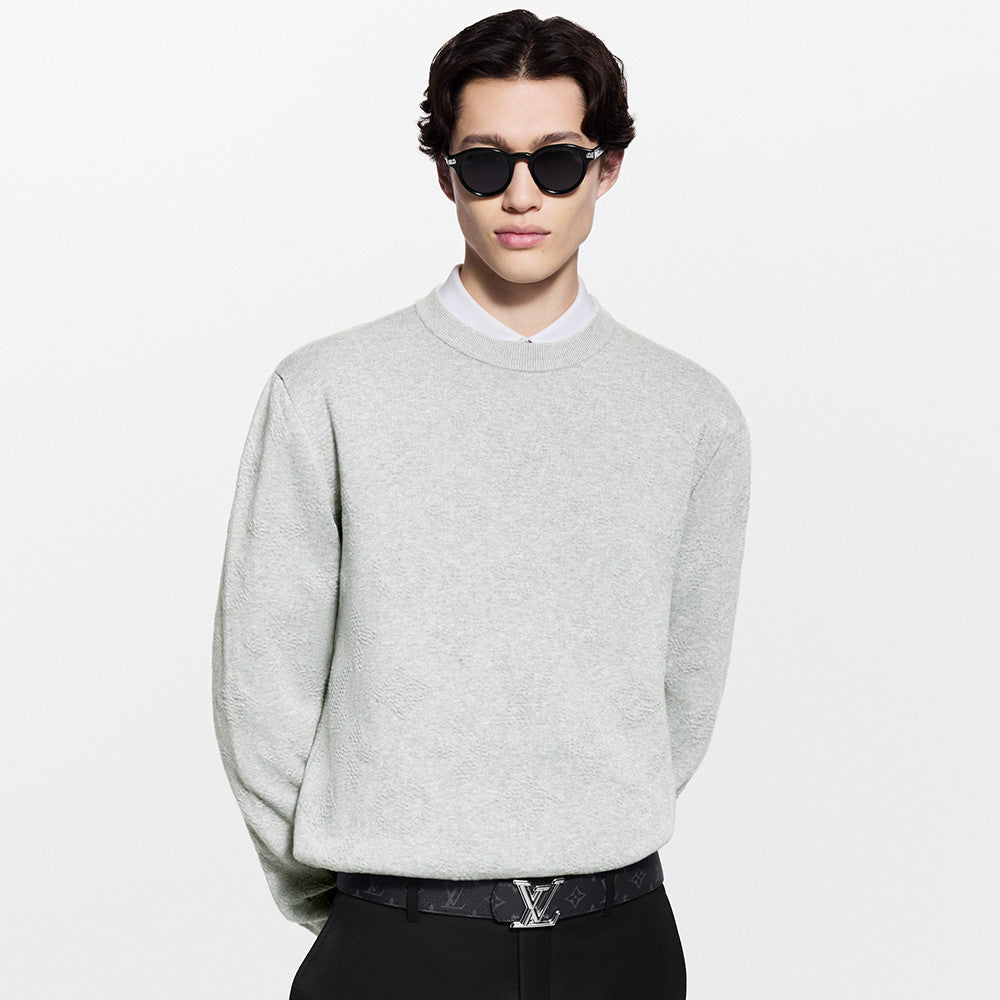 Louis Vuitton Men's and Women's MONOGRAM Embossed Pullover Knitted Three Dimensional Flower Knitted Sweater #332643
