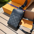 Louis Vuitton Outdoor Men's Black Adjustable Shoulder Strap Zipper Canvas Quilted Leather Monogrammed Shoulder Crossbody Bag Bags #76358