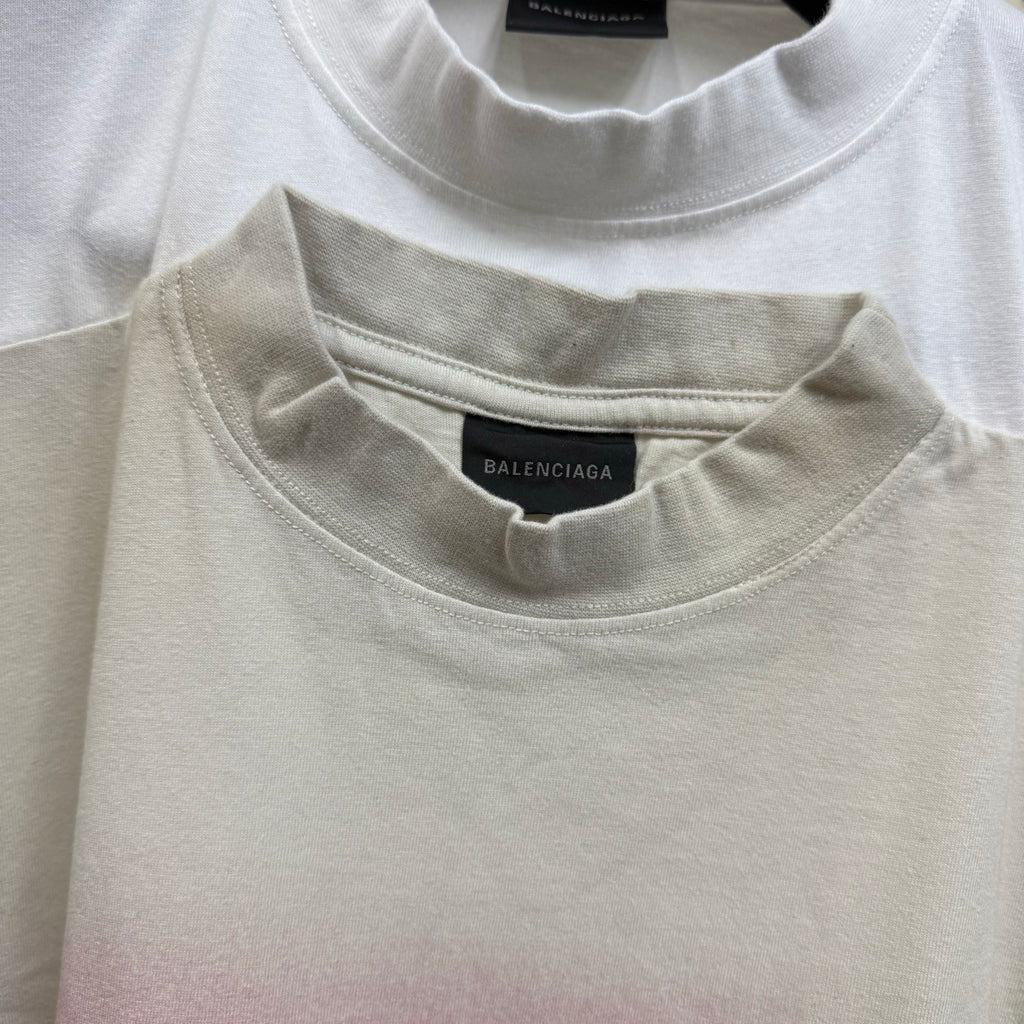Balenciaga Men Women Summer Retro Fake Two Piece Printed Round Neck Loose Short Sleeve T-Shirt Ngvp #1857