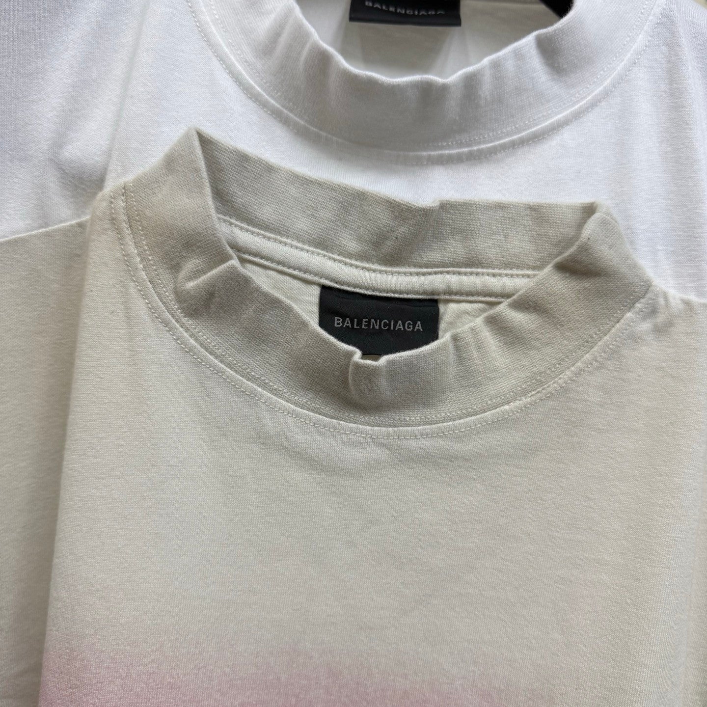 Balenciaga Men Women Summer Retro Fake Two Piece Printed Round Neck Loose Short Sleeve T-Shirt Ngvp #1857