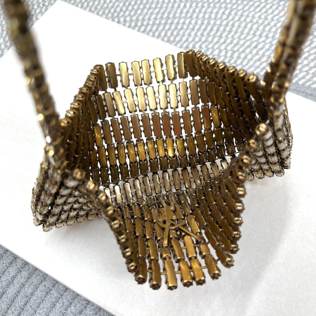 SAINT LAURENT Women's EVENING Crystal-Inspired Handbag Bag Limited Edition Sparkling Crystal Clutch Mini Chain-Strap Underarm Tote Bags #193642