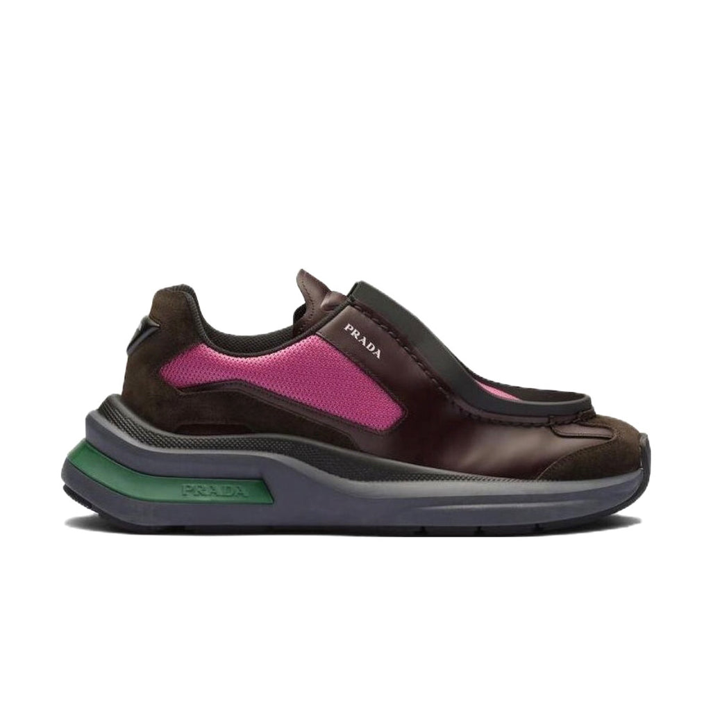 Prada Men's And Women's Two-tone Fabric And Leather Round-toe Fashionable Low-top Lace-up Sneakers Shoes #77222
