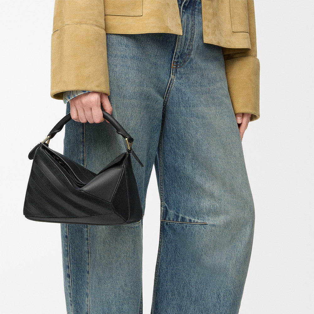 LOEWE Small Puzzle bag in classic calfskin suede Brown #335950