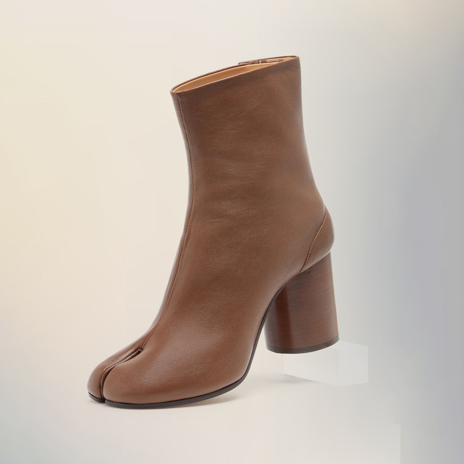 Maison Margiela Women's Fall/Winter Casual Fashion Round Toe Leather Solid Color Chunky Heel Split Toe Ankle Boots Shoes #78645